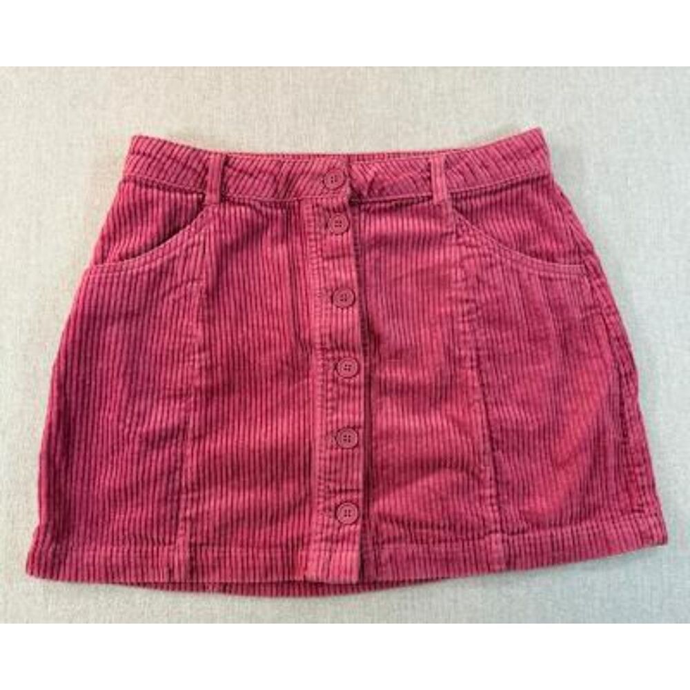 Forever 21 Corduroy Button Front Mini Skirt Dusty Pink Pockets Women's M